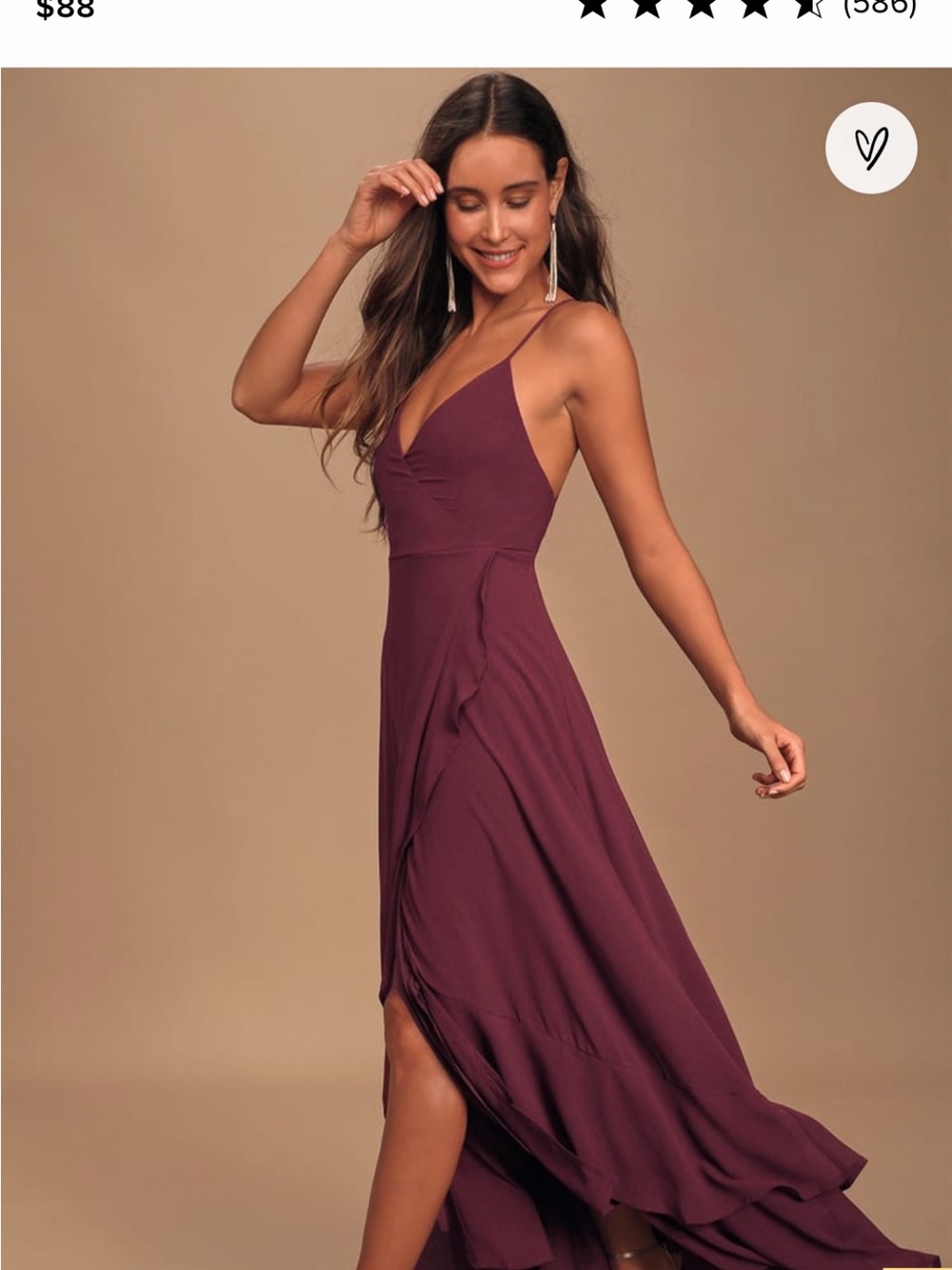 Lulu's Plum Spaghetti-Strap V-Neck Maxi Dress